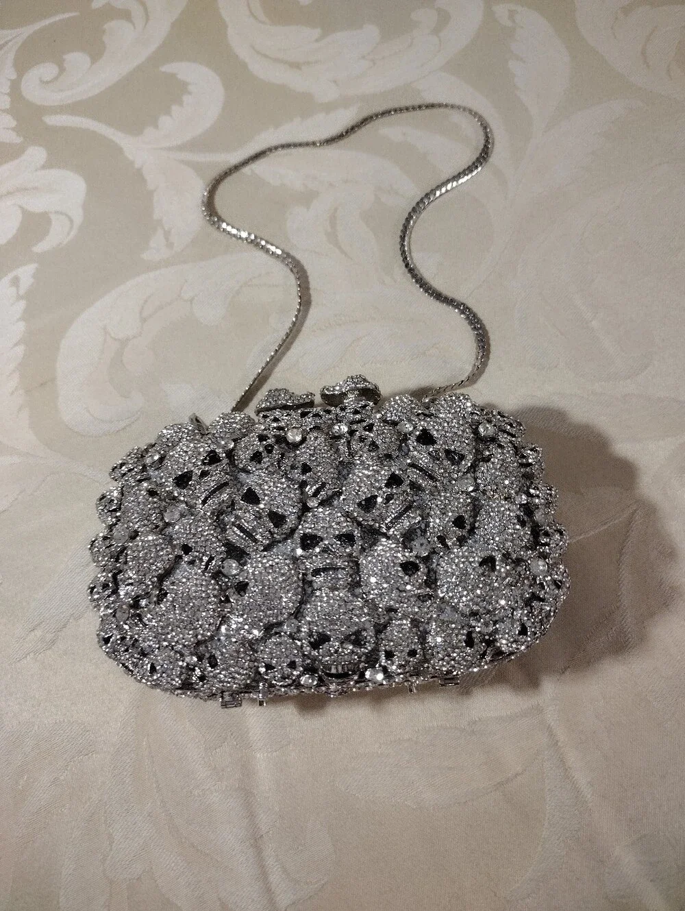 Boutique De FGG Silver Crystal Encrusted Skull Bag! 🔥